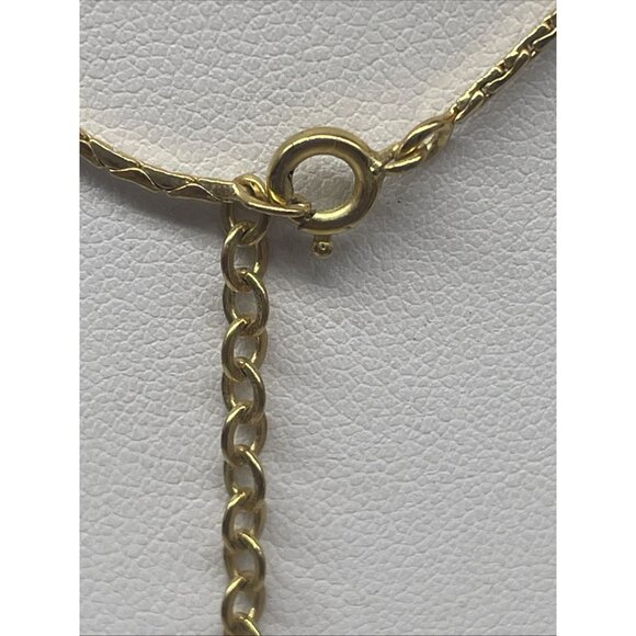 Vtg Christian Dior CD Authentic Gold V-Shaped Rhinestone Crystal Necklace 15” +2 - Picture 7 of 9